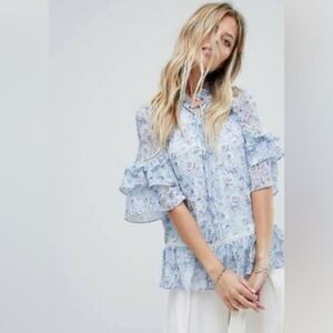 NWOT Forever New Layered Blouse in Floral Print